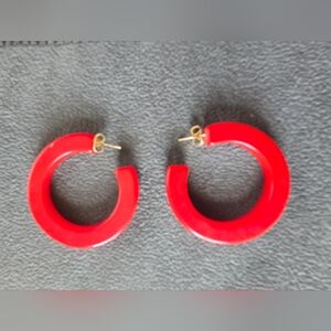Red Hoop Earrings